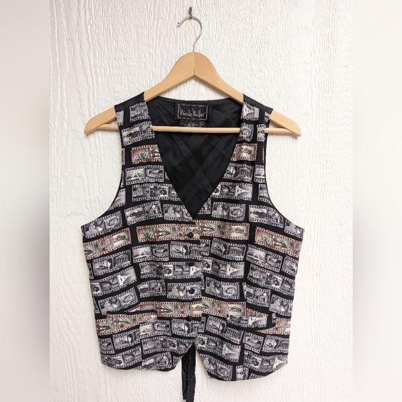 Nicole Miller Jackets & Blazers - Vtg 90's Nicole Miller 100% Silk Washable Vest Around The World Tourist Travel L